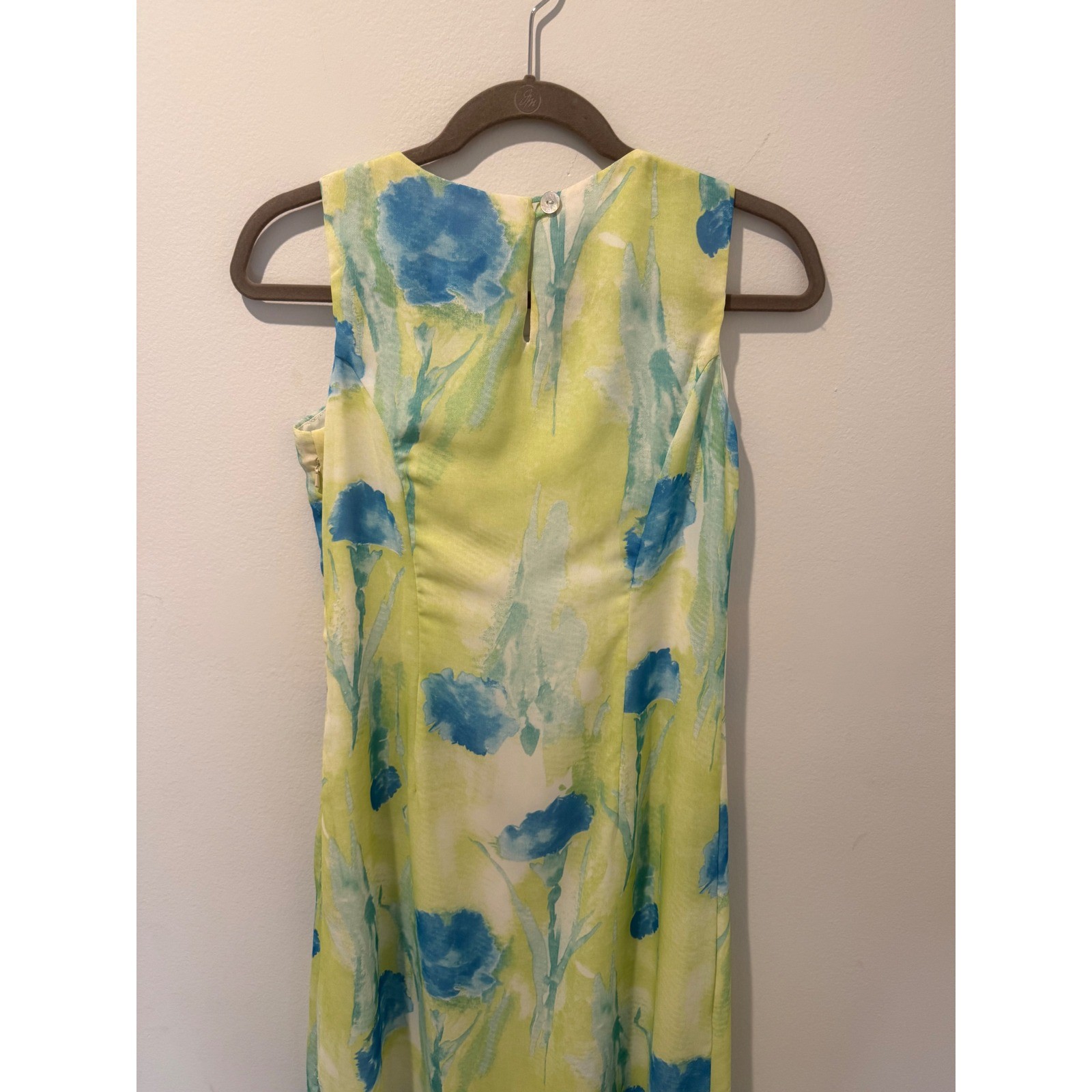JR Nites Petites 90s Vintage Yellow Pastel Watercolor Floral Fairy Maxi Dress 8P