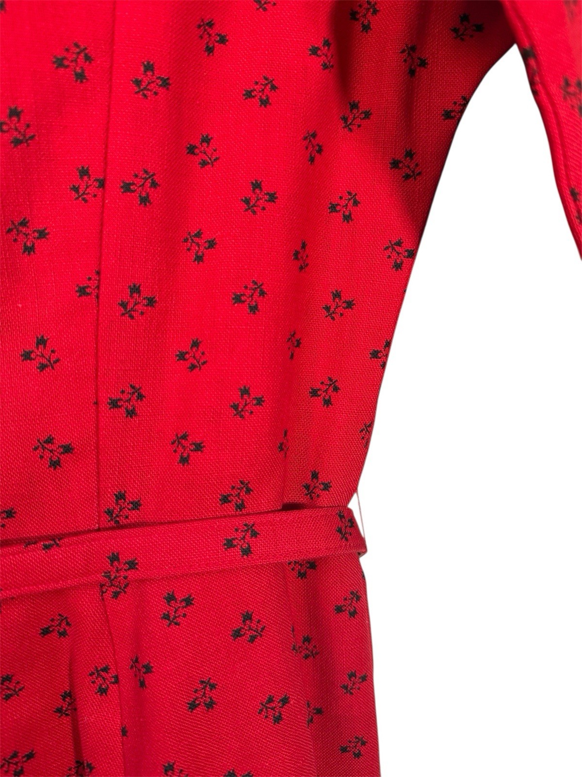 Vintage Lanz Original Red Floral Button Front Dress 1950s-60s Austrian Style S