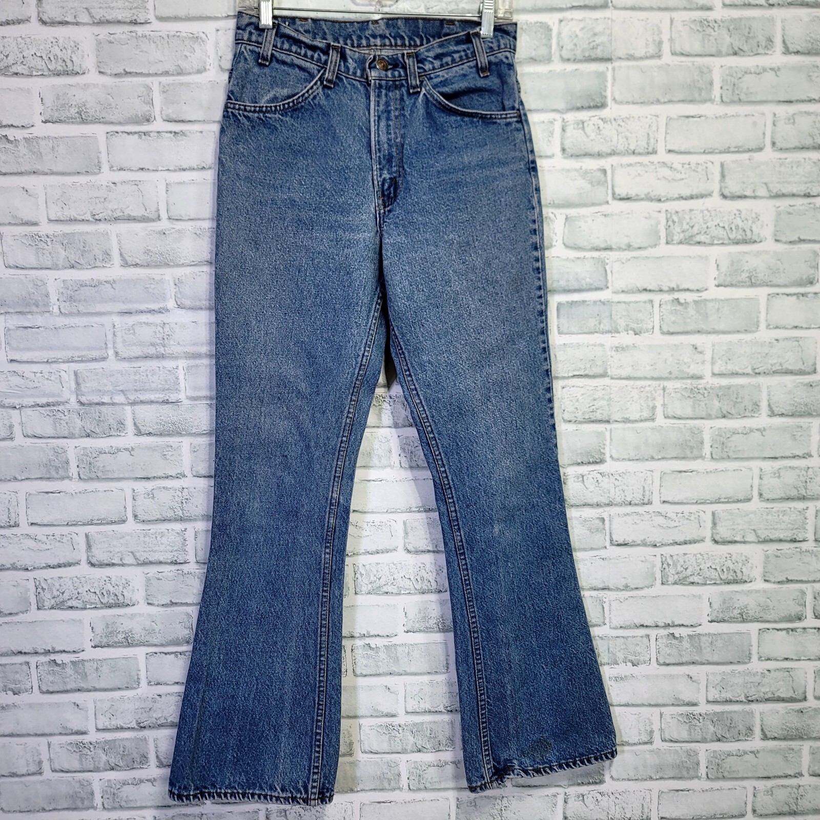 Vintage 70s Levis 532 27×31 ORANGE TAB Med Wash Denim High Waisted Flare Jeans
