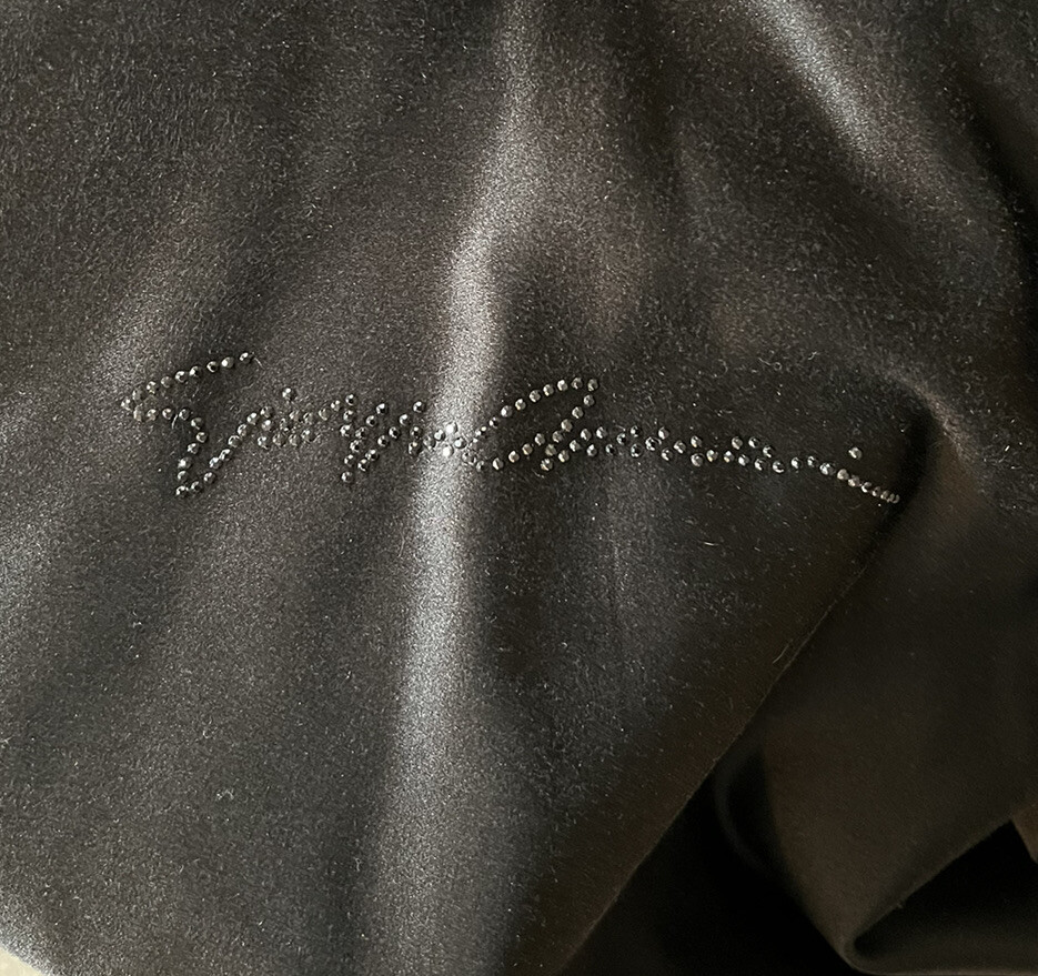 Vintage Giorgio Armani Black Velvet Bolero Shrug Satin Liner W/Studded Signature