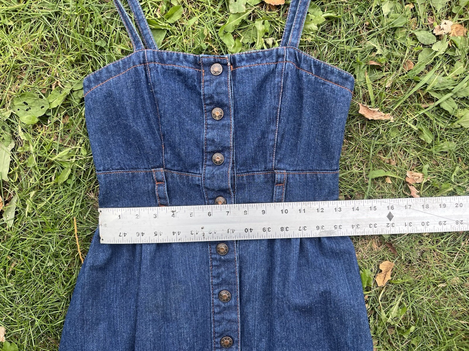 1970s Joni Blair 100% Cotton Denim Dress Knee Length Snap Closure