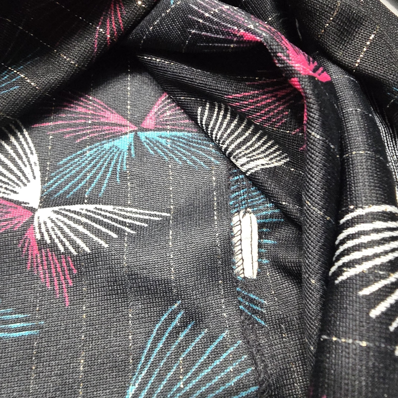 Vintage 70’s Sears The Fashion Place Black Disco Metallic Thread Blouse Top