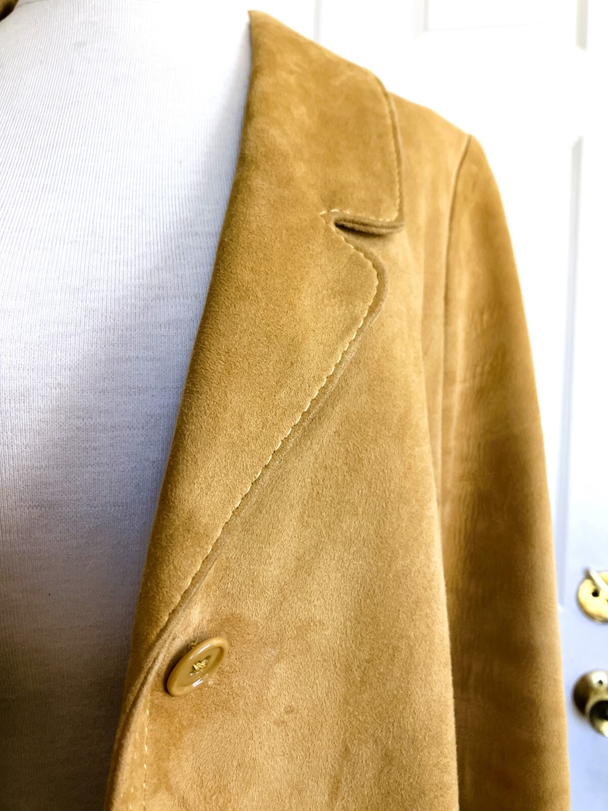 Designer 60’s Women’s Classic Calfskin Suede Lined Leather Trim Blazer Jacket M