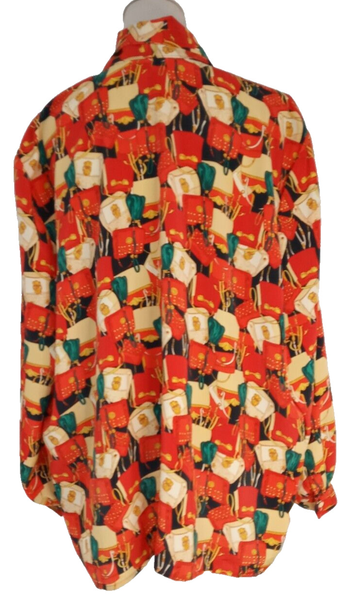 Vintage Jordan Top Women’s 14/16 Long Sleeve Blouse Red Buttons Tie Purses 90s