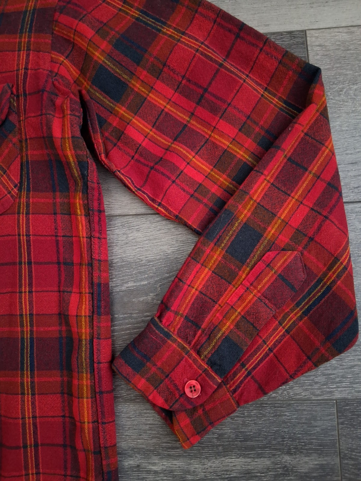 Vintage Pendleton Wool Tartan Plaid Flannel Shirt Red Blue Womans Size XL