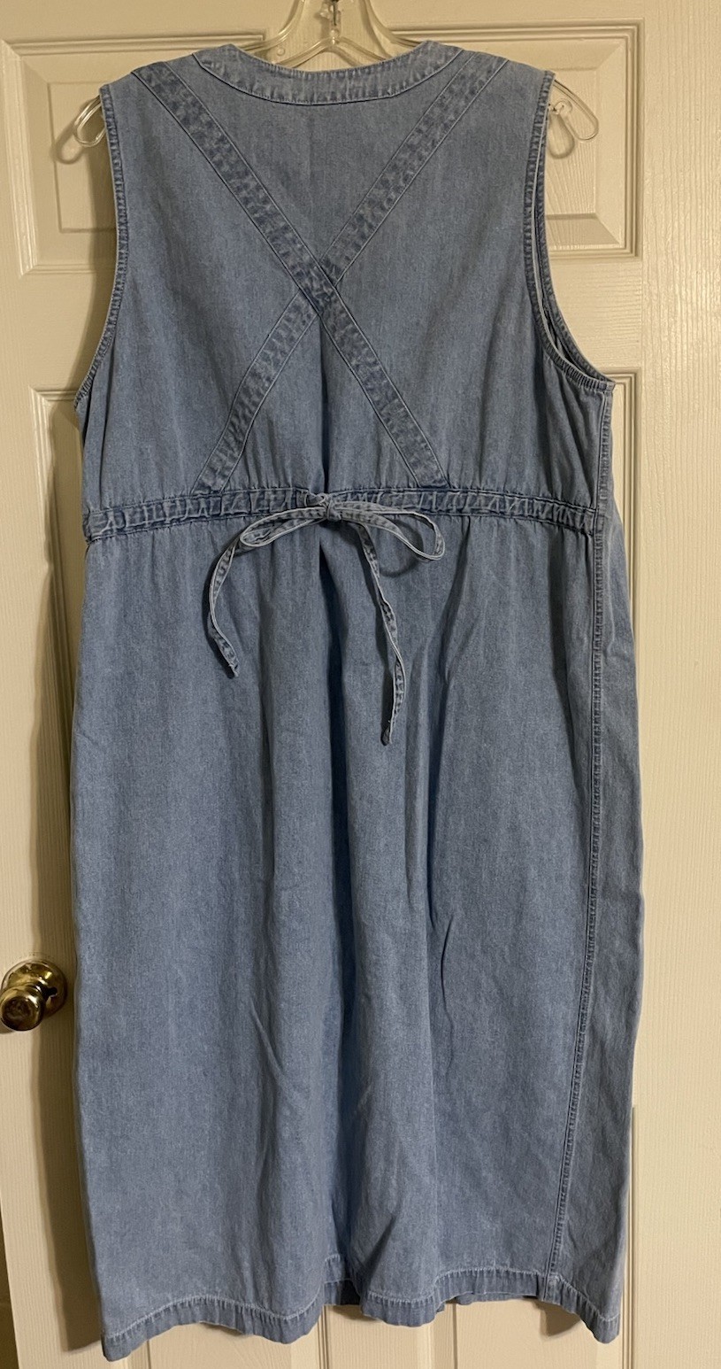 Vtg Y2K Jones New York Sport Shirt Dress Women’s Plus Sx 2X Maxi Lt Blue Denim