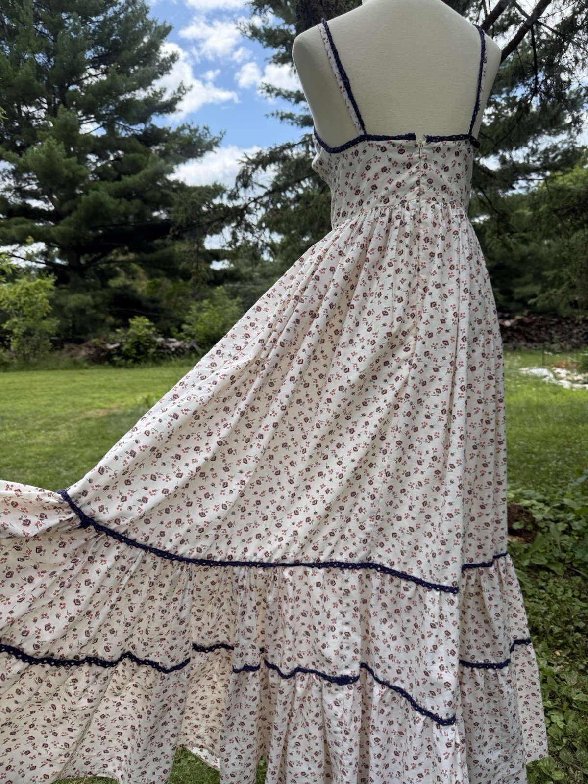 Vintage 70s Gunne Sax Maxi Sundress Prairie Boho Fairy Floral Corset Size 7
