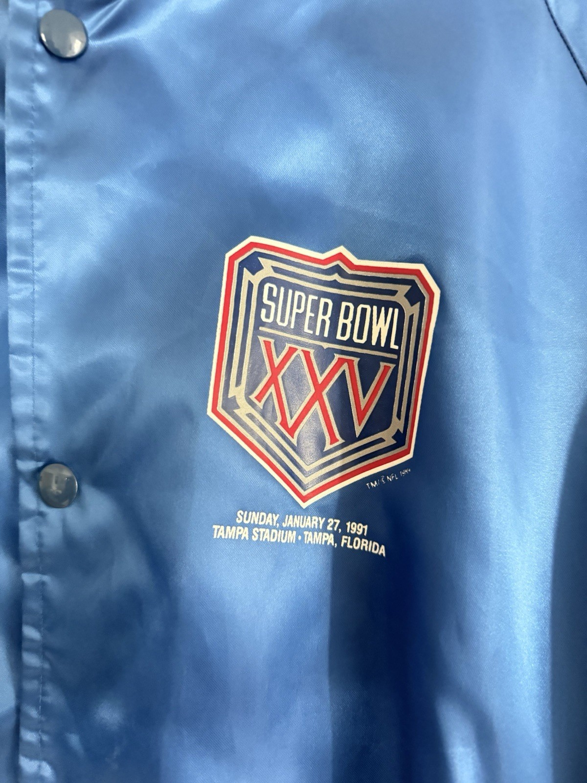 Vintage 1991 Tampa Florida NFL Super Bowl Letterman Jacket Blue Size XL Unisex