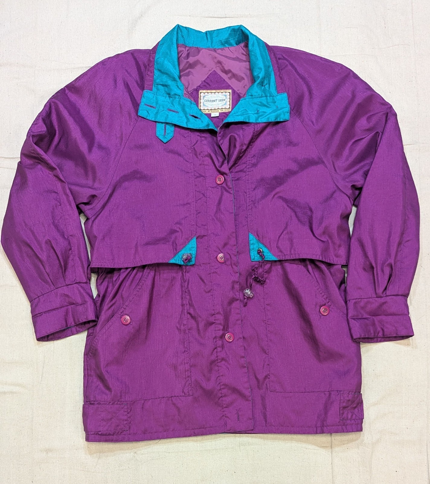 Vintage Current Seen Coat Jacket Made In Russia 80s 90s Purple Womens Small