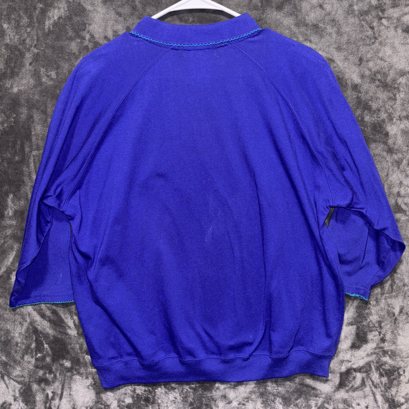 Vtg 90’s BLAST Women Purple Pullover Ornate Embroidery Silver Button Grandma