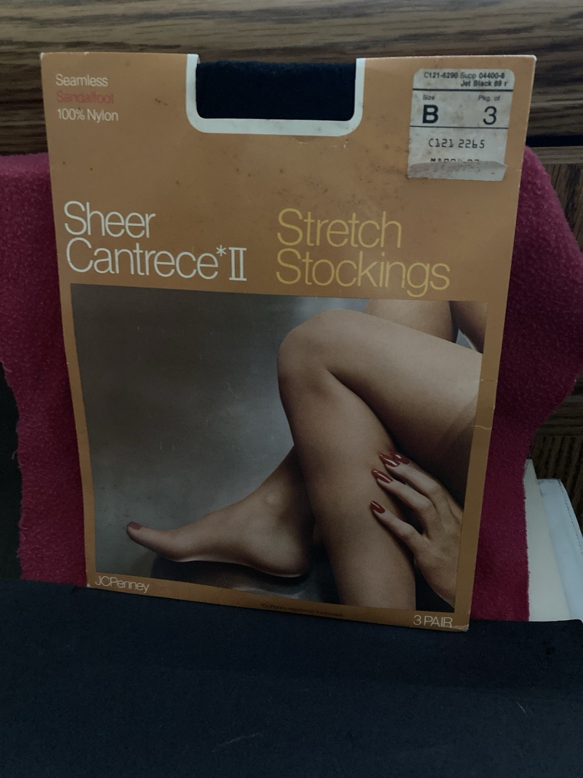 3 Pair Jcpenney Jet Black Sheer Cantrece *Ii Size B Stretch Stockings
