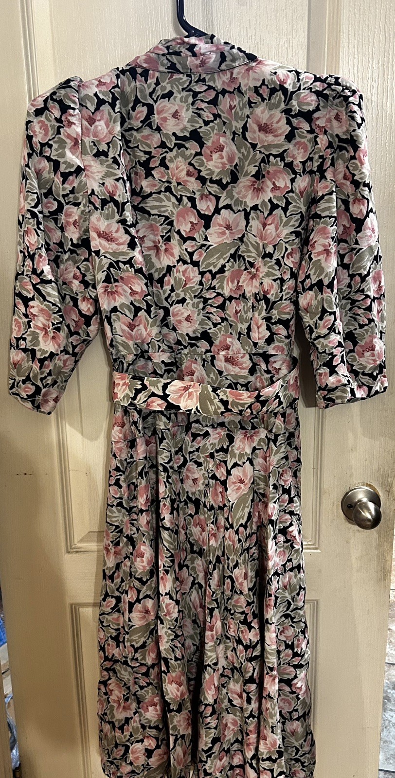Vintage ED Michaels Secretary Dress 11/12 Belted Floral Modest Feminine