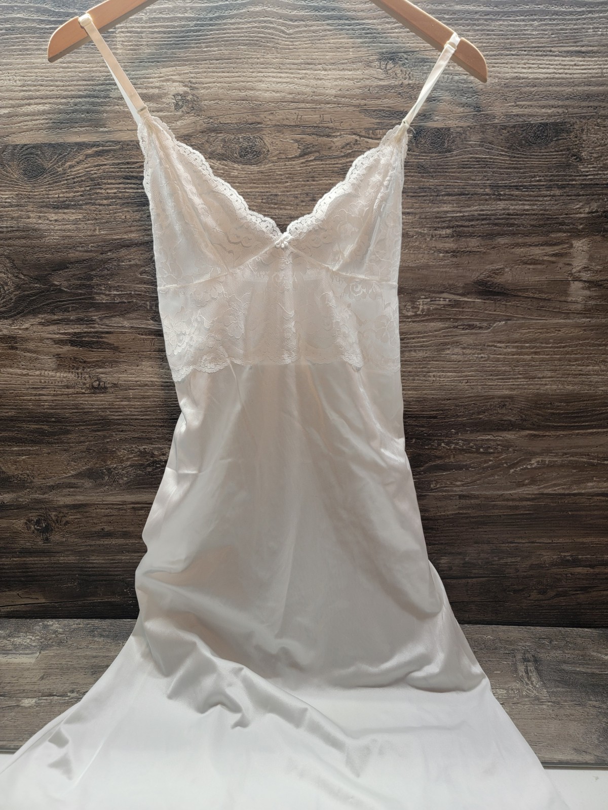 Vintage Body Chic Nylon Full Slip Lingerie Slip Dress White Small