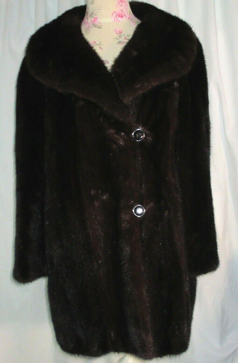 Vintage Mahogany Male Mink Fur Coat by Zinman Furs Ladies Size Large 3/4 Length