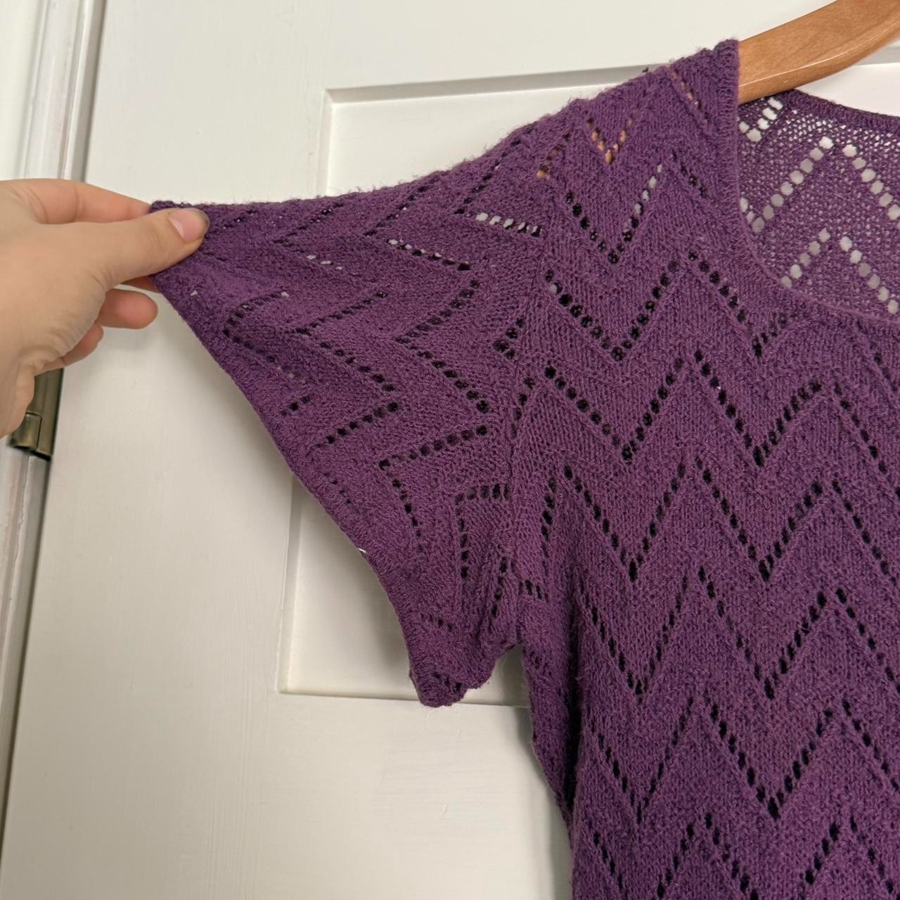 Vintage 70s/80s John Craig Chevron Purple Flutter Sleeve Knit Top – Boho Twee