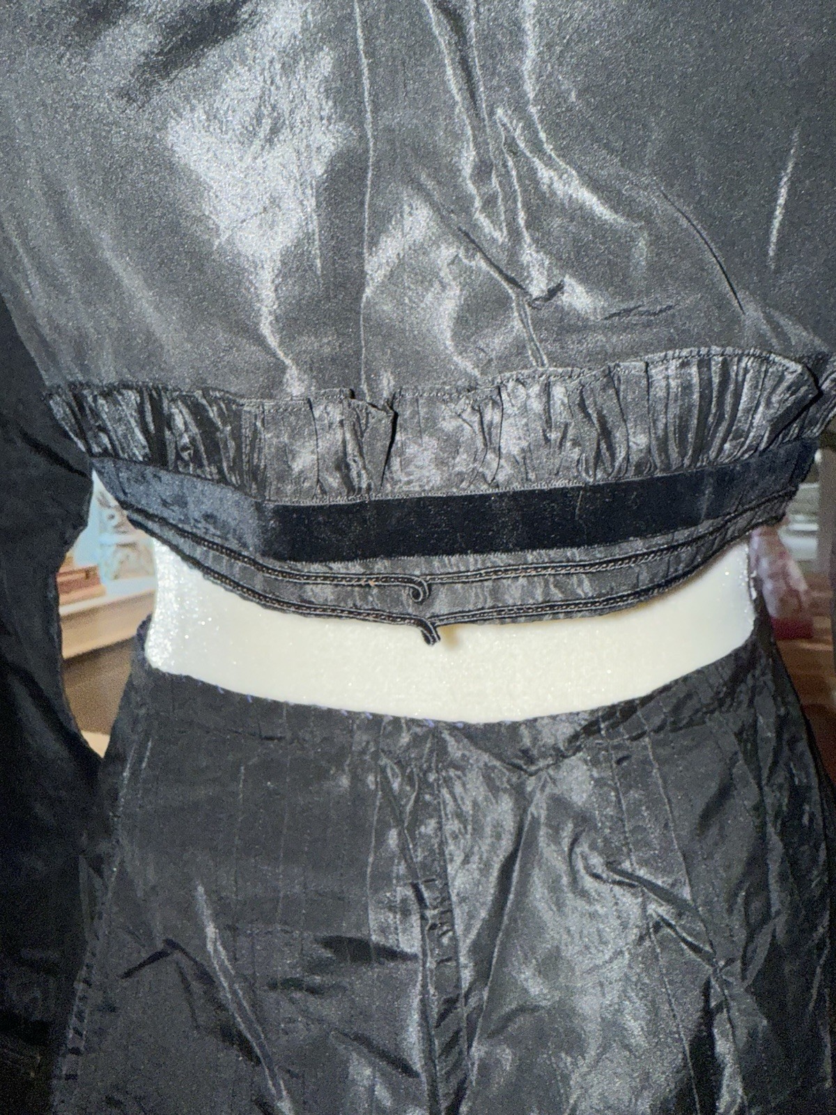 Antique Victorian Edwardian Skirt Dress Shirt Black Mourning Clothing Women Vtg