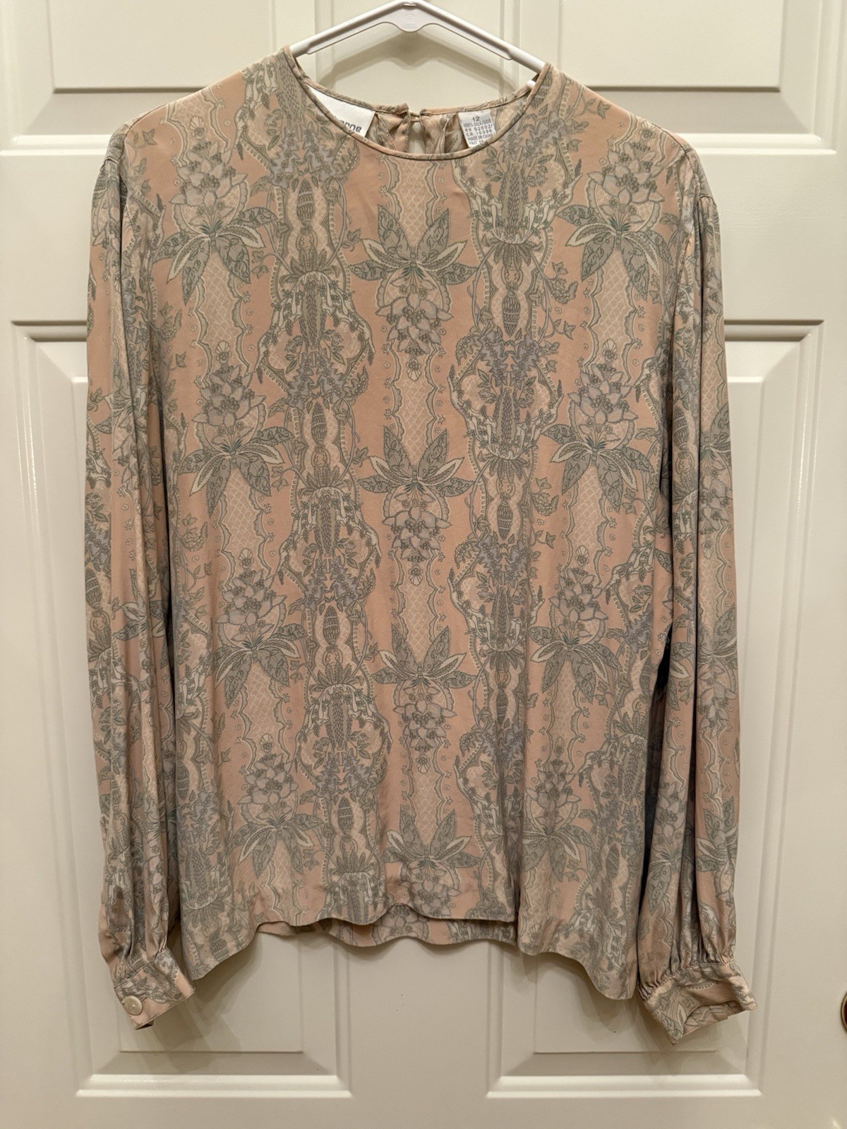 VINTAGE Liz Claiborne Collection 100% Silk Cottagecore Floral Blouse Top Sz 12