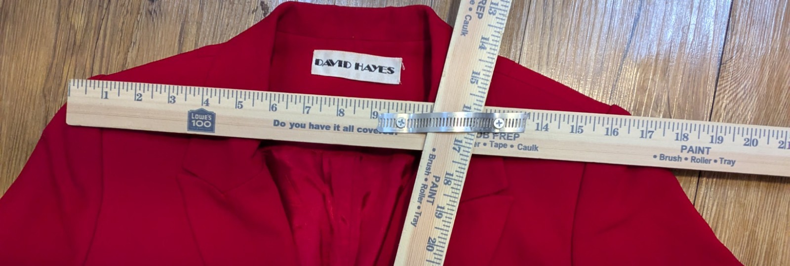 DAVID HAYES Vtg Red Blazer Jacket Monogrammed Buttons Size 8 80s Chic B32