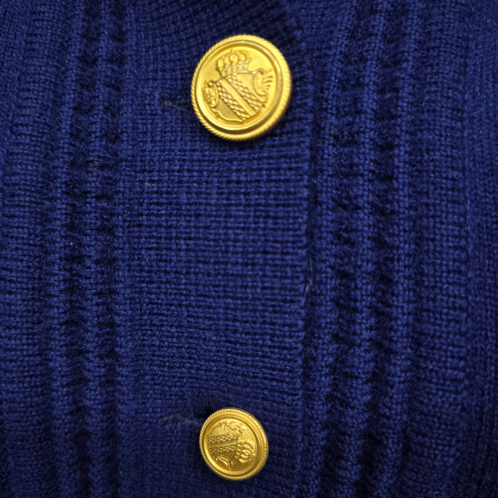 Vintage Bromley Pure New Wool Australian Patons Yarn Cardigan Sweater Blue S