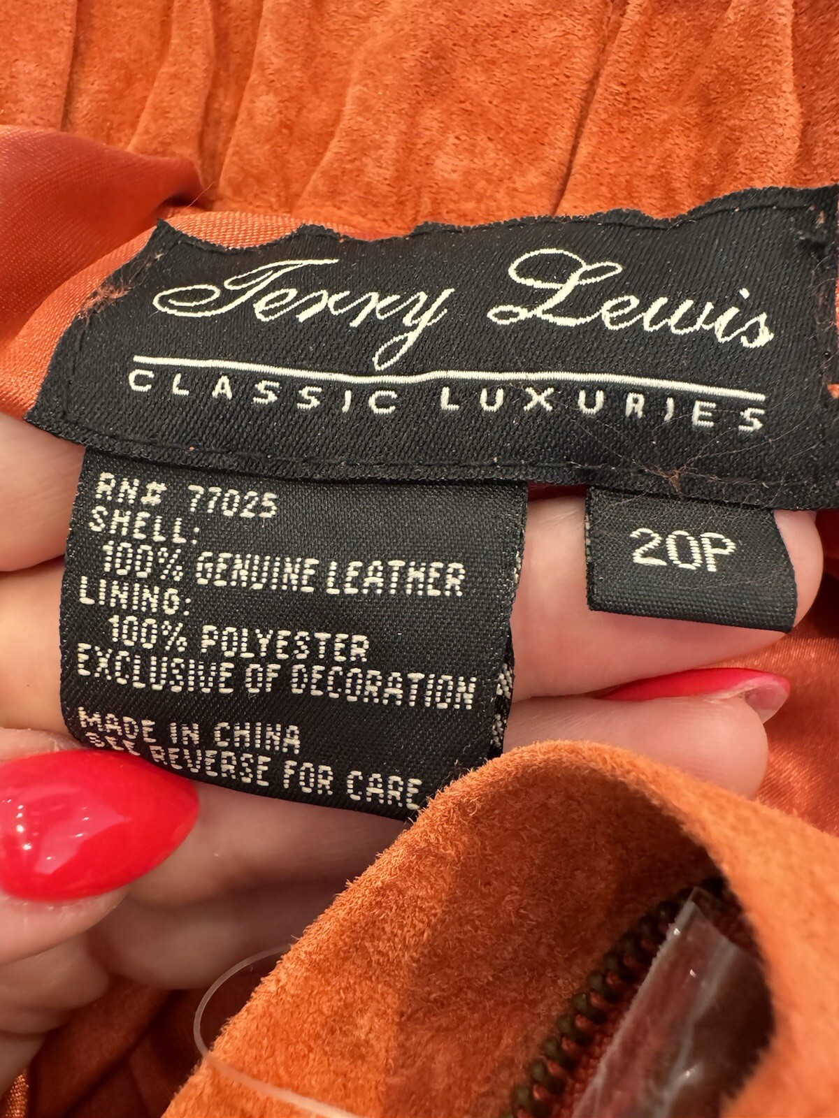 VTG 1990s Terry Lewis 100% Leather Suede Pants Sz. 20p NWT Cooper / Orange NWT !