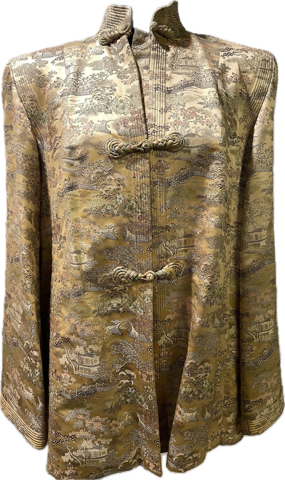 Ying Tai Embroidered Silk Tang Jacket 1950s Vintage Hong Kong Exquisite Sz 8-10