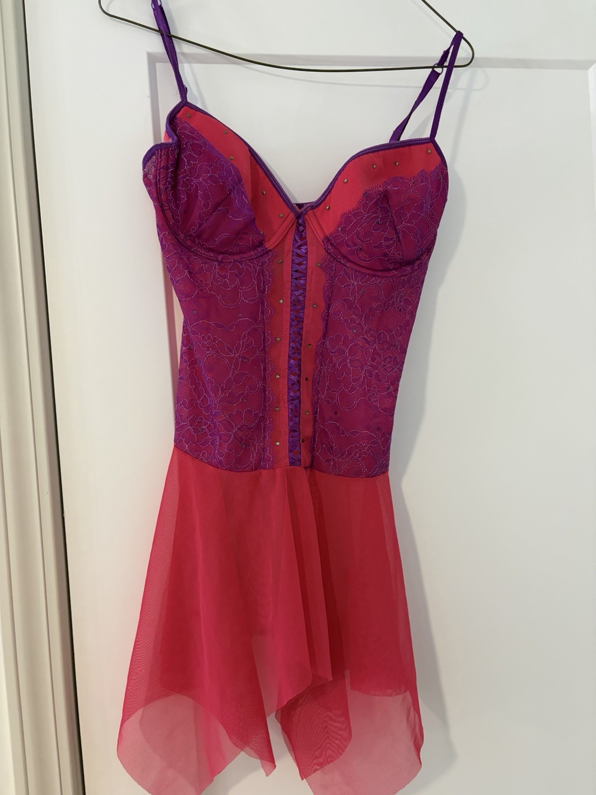 Victoria’s Secret Sexy Little Things 36C Pink Purple Lace Lingerie Vintage