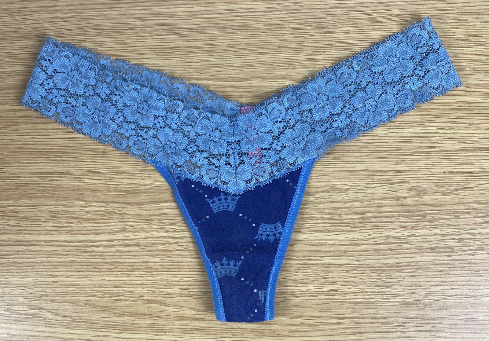 Vtg Victorias Secret LOVE PINK Crown Cotton Bikini Panty Panties Lace Thong