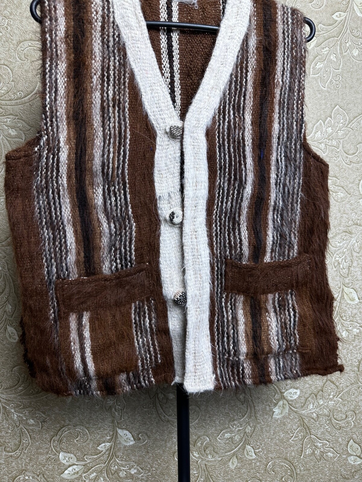 Vintage 80s Alpaca Vest Antati Mr Handmade in Bolivia Brown Unisex Size S-M