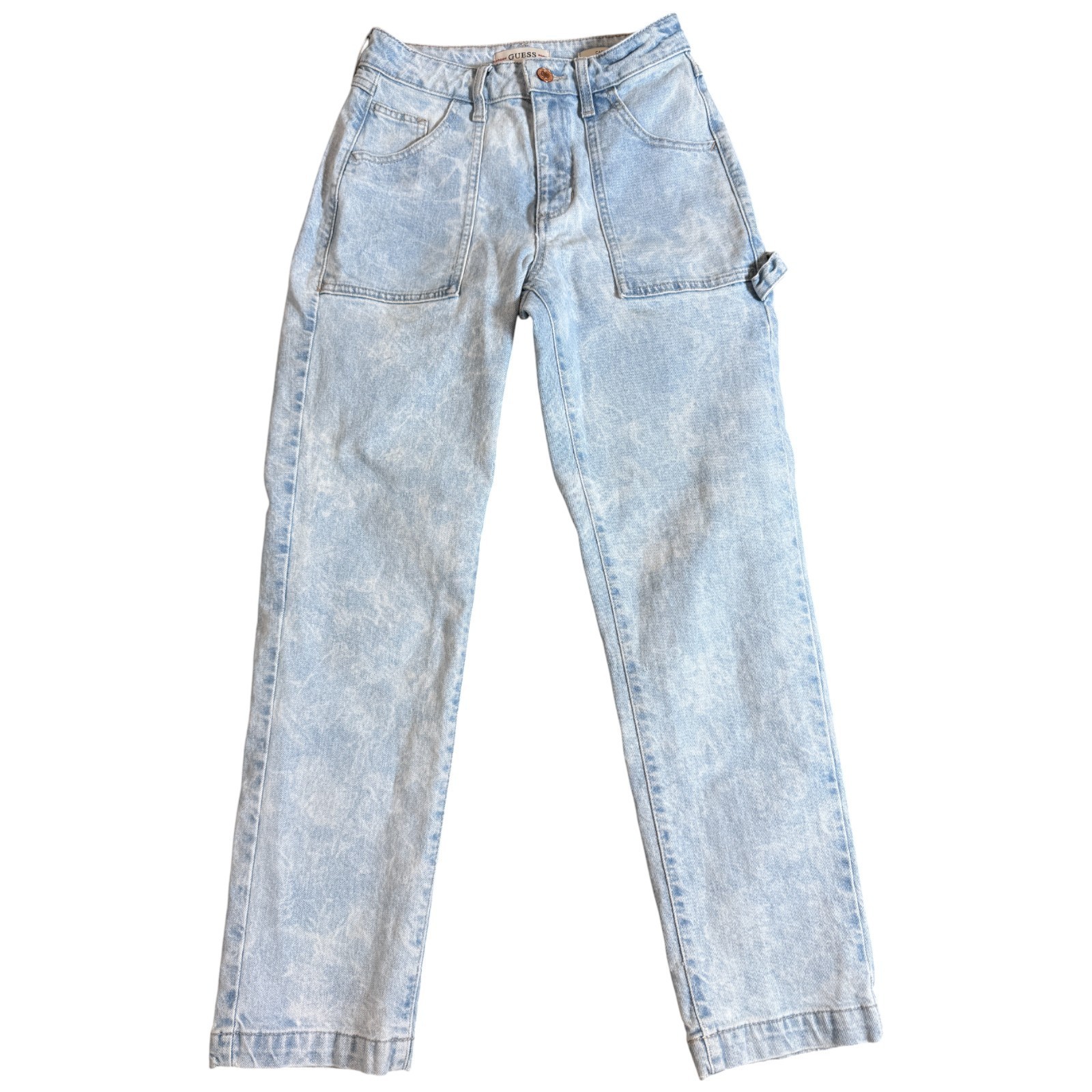 Vintage Guess Womens 1990’s Carpenter Fit 25×27 Jeans Faded Distressed Acid Wash