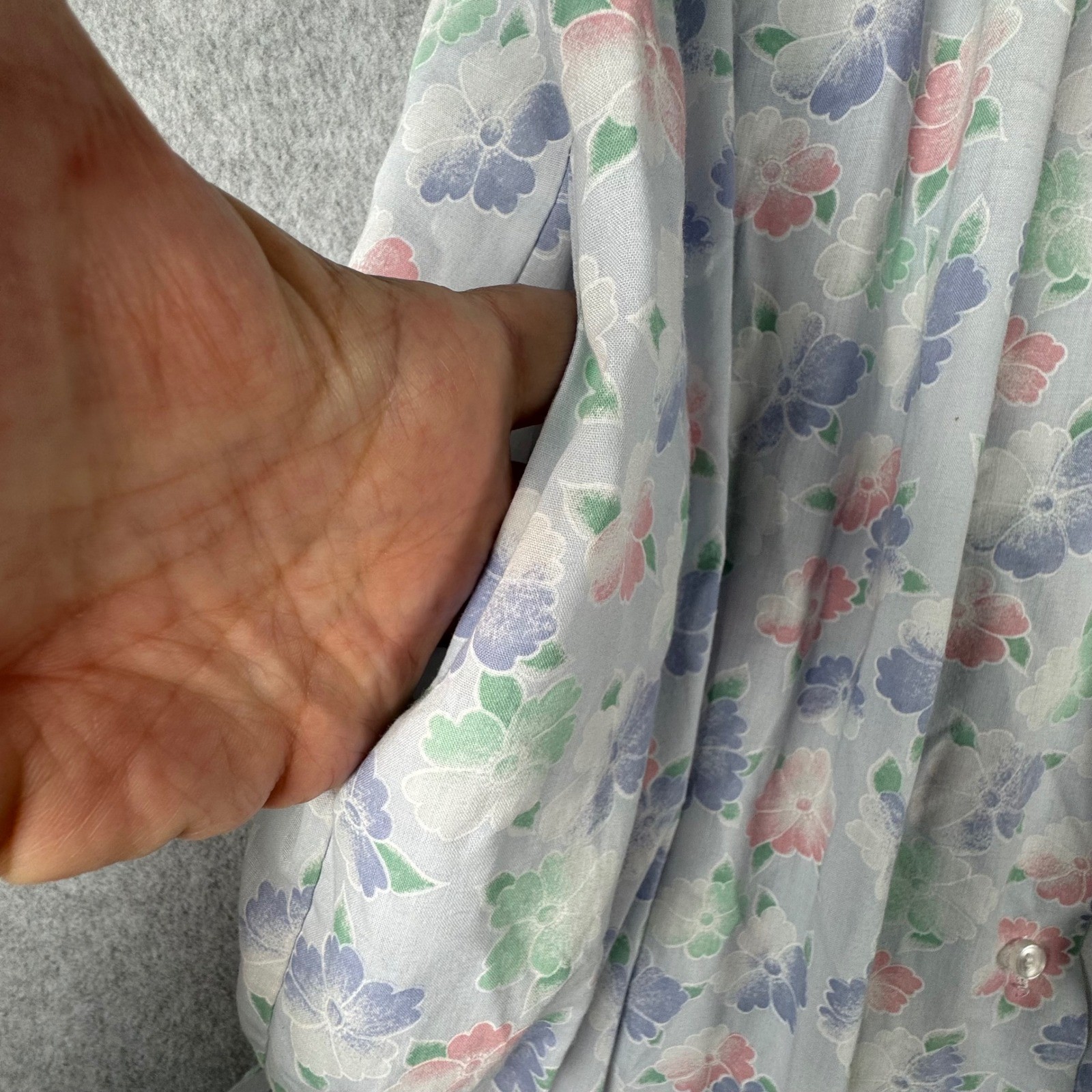 Vintage Floral Button Front Nightgown Pastel Lace Trim Pockets Style 2017 Medium