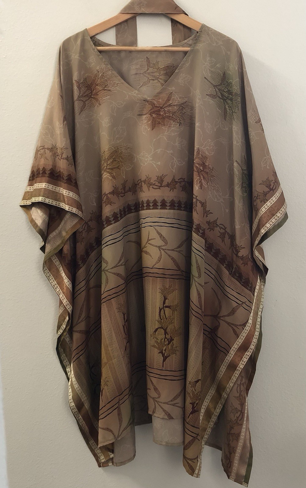 Vtg Florence Silk Kaftan Dress With BeIt Imported From Latina Italy 4-16