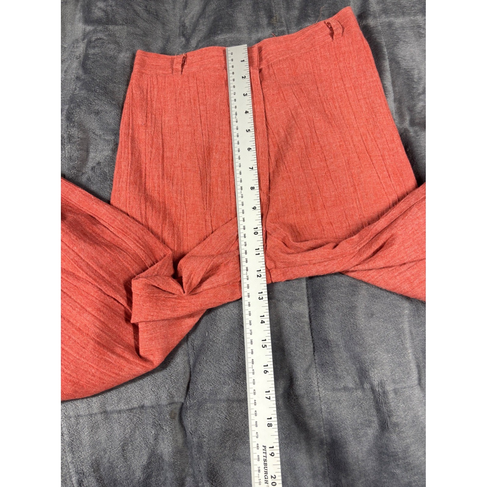 Vintage High Waisted Wide Leg Flare Trousers Coral Orange 7192 Size 7/8 25 Waist