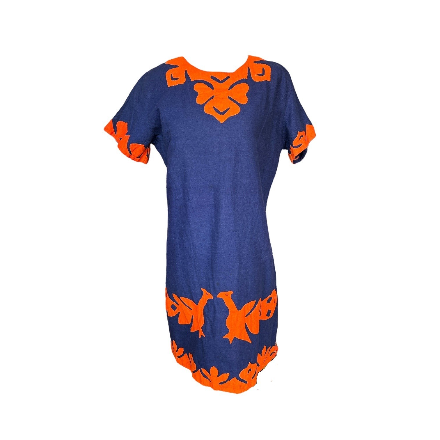 VTG ’70s Rajkumari Made in India 100% Cotton Tunic Dress Boho Hippie Peacock M