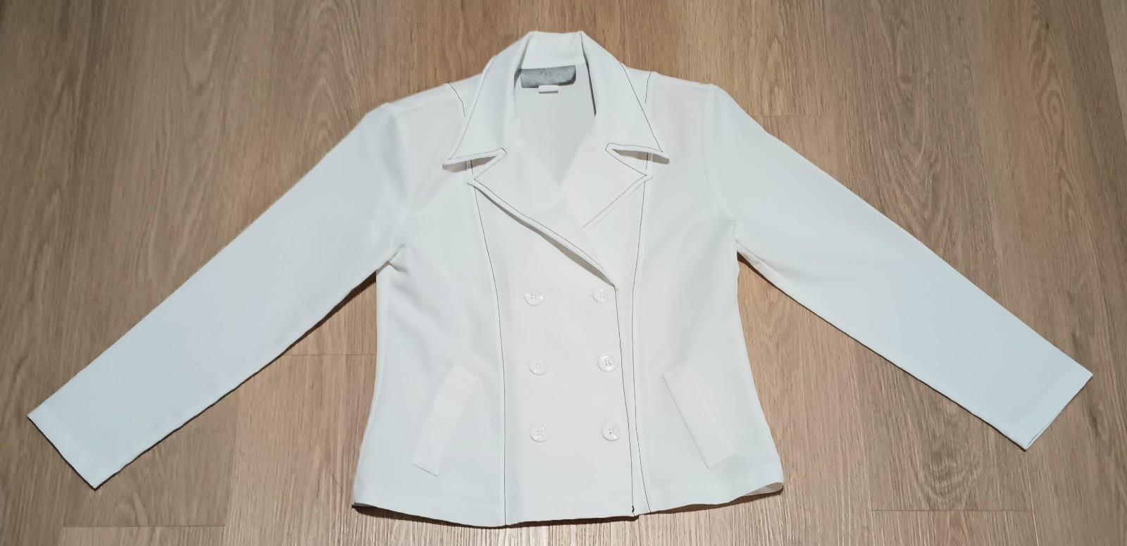 Vtg 80s STELLA Double Breasted Nautical Navy Sailor Regatta White Jacket M