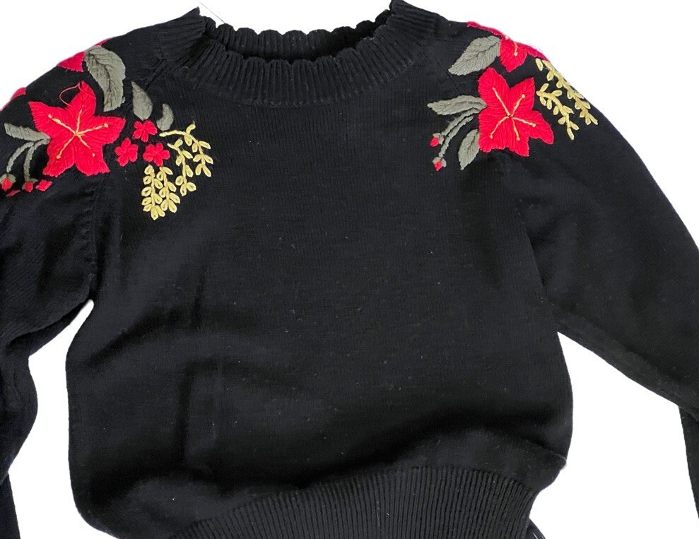 Vintage 1980s Thats Me Ugly Christmas Sweater Gaucho Pants Set Poinsettia M
