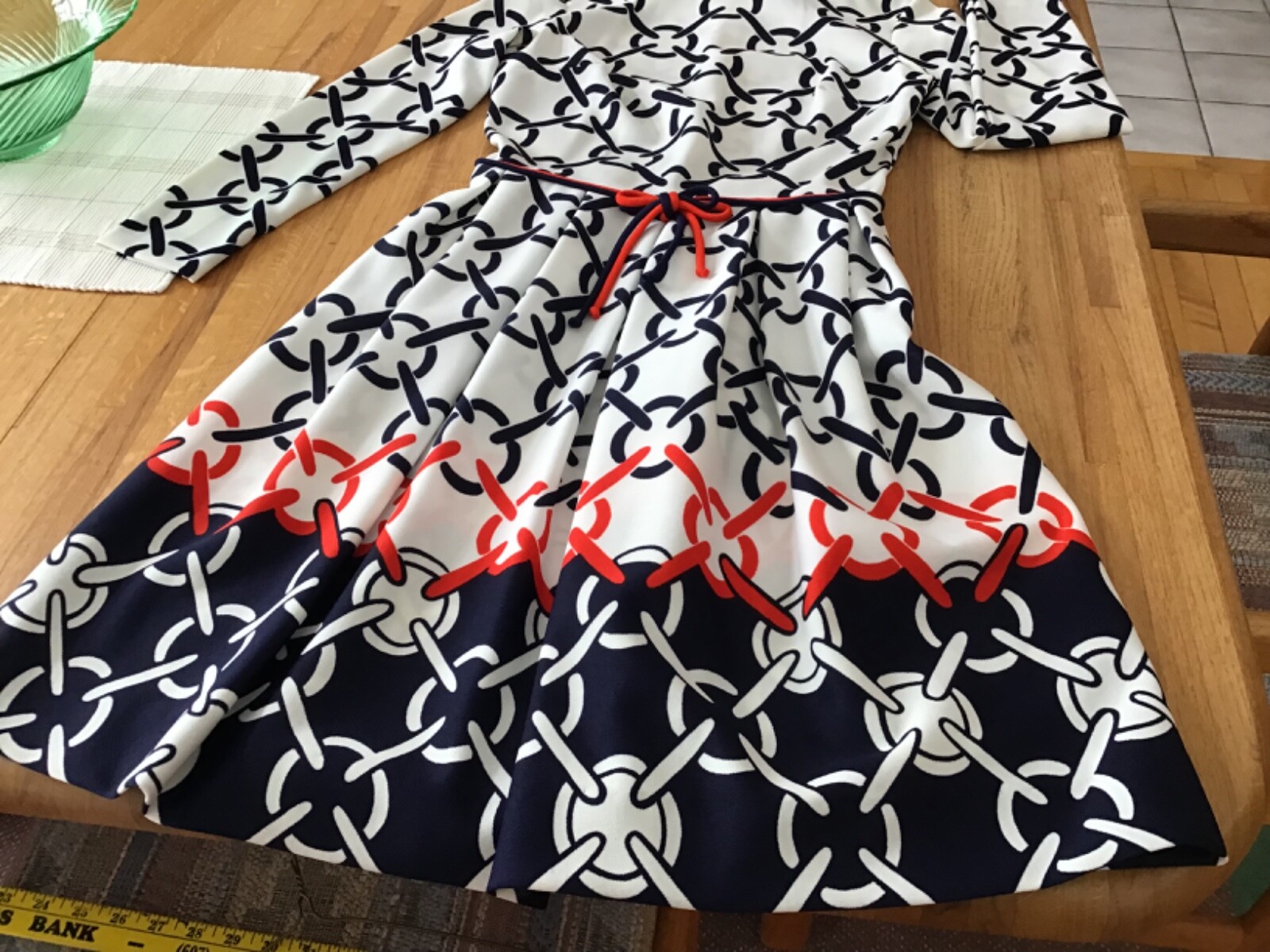 Vintage 70’s SHADY LANE for Jonathan Logan Op Art Rings Mod Midi Dress Size 9/10