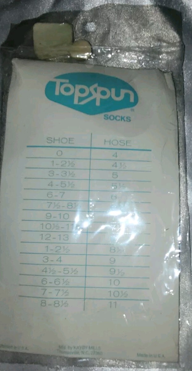 New Sealed Vintage Top Spun Socks, Yellow, 100% Nylon Stretch, Sz 8-9.5