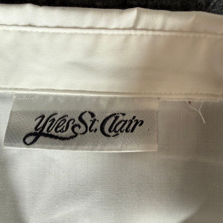 Yves St. Clair Vintage White Lace Collar Pintuck Button Up Blouse Womens XL