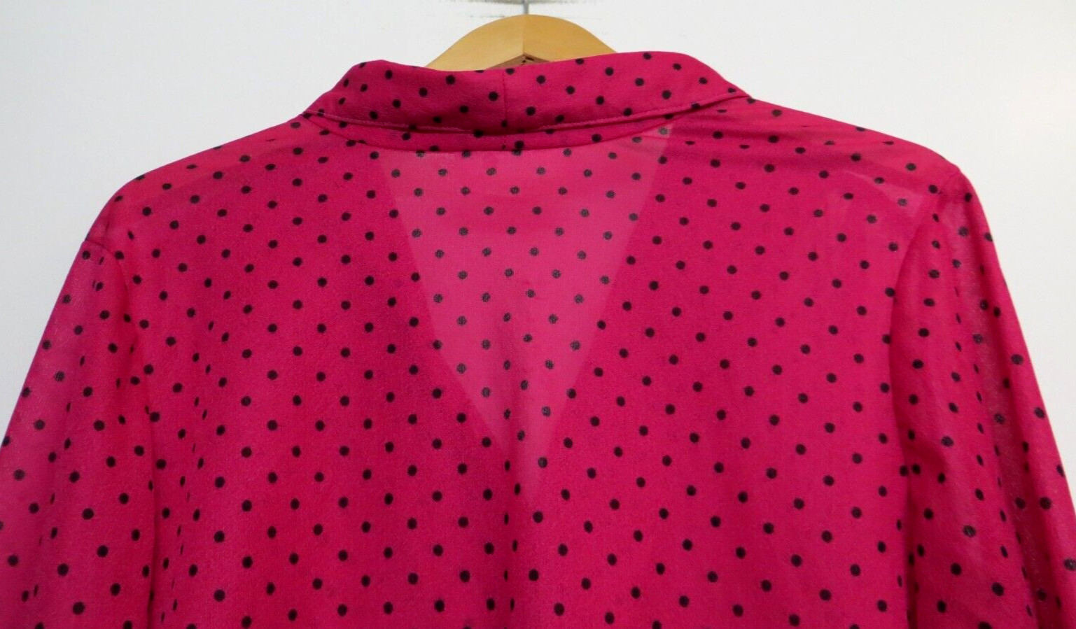 Vintage Look Peggy Lou Shirt Womens XXL Pink Black Polka Dots SHEER Retro Y2K
