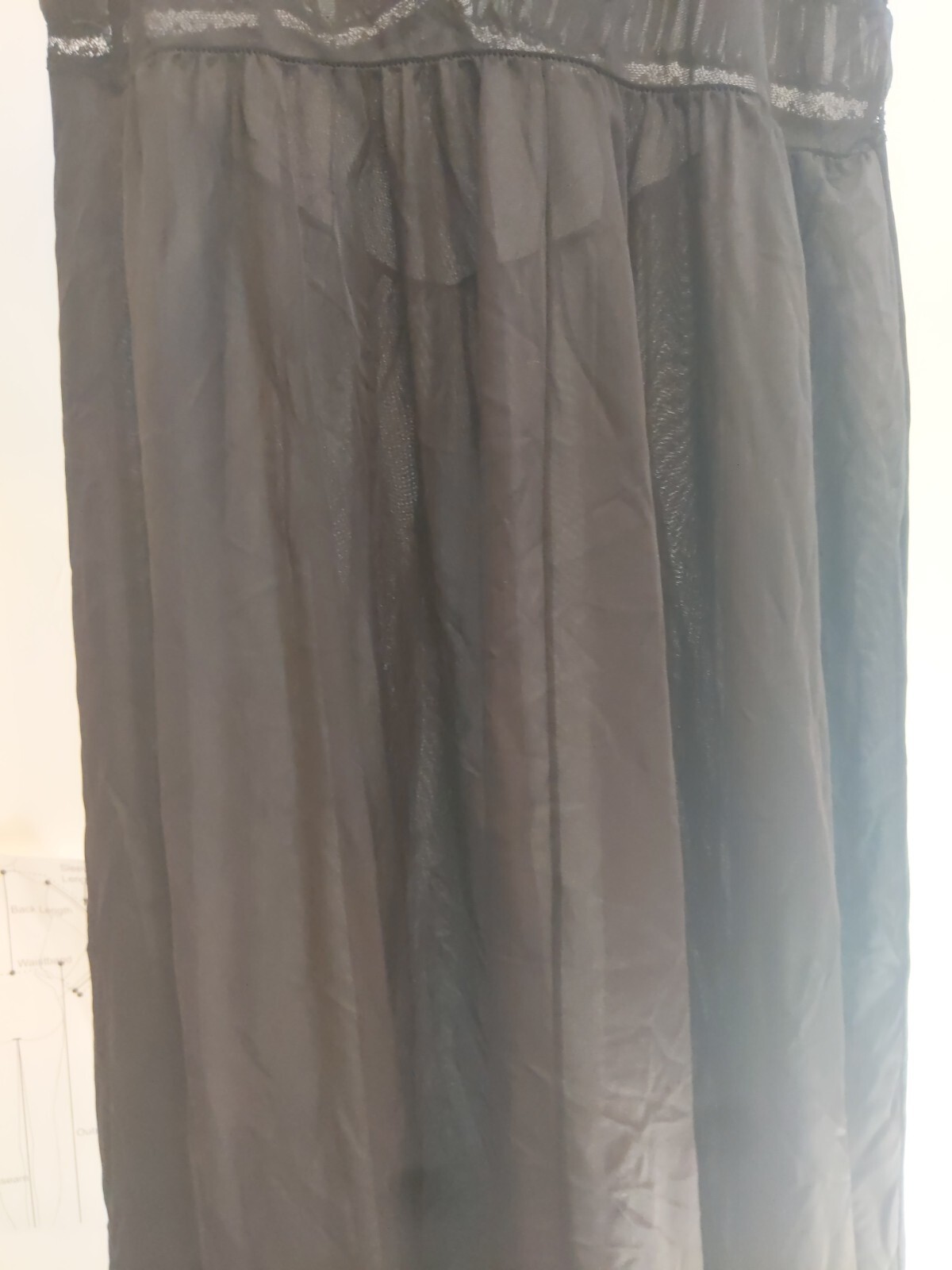 Vtg Gotham Gold Stripe Long Black Nightgown Nylon Tricot
