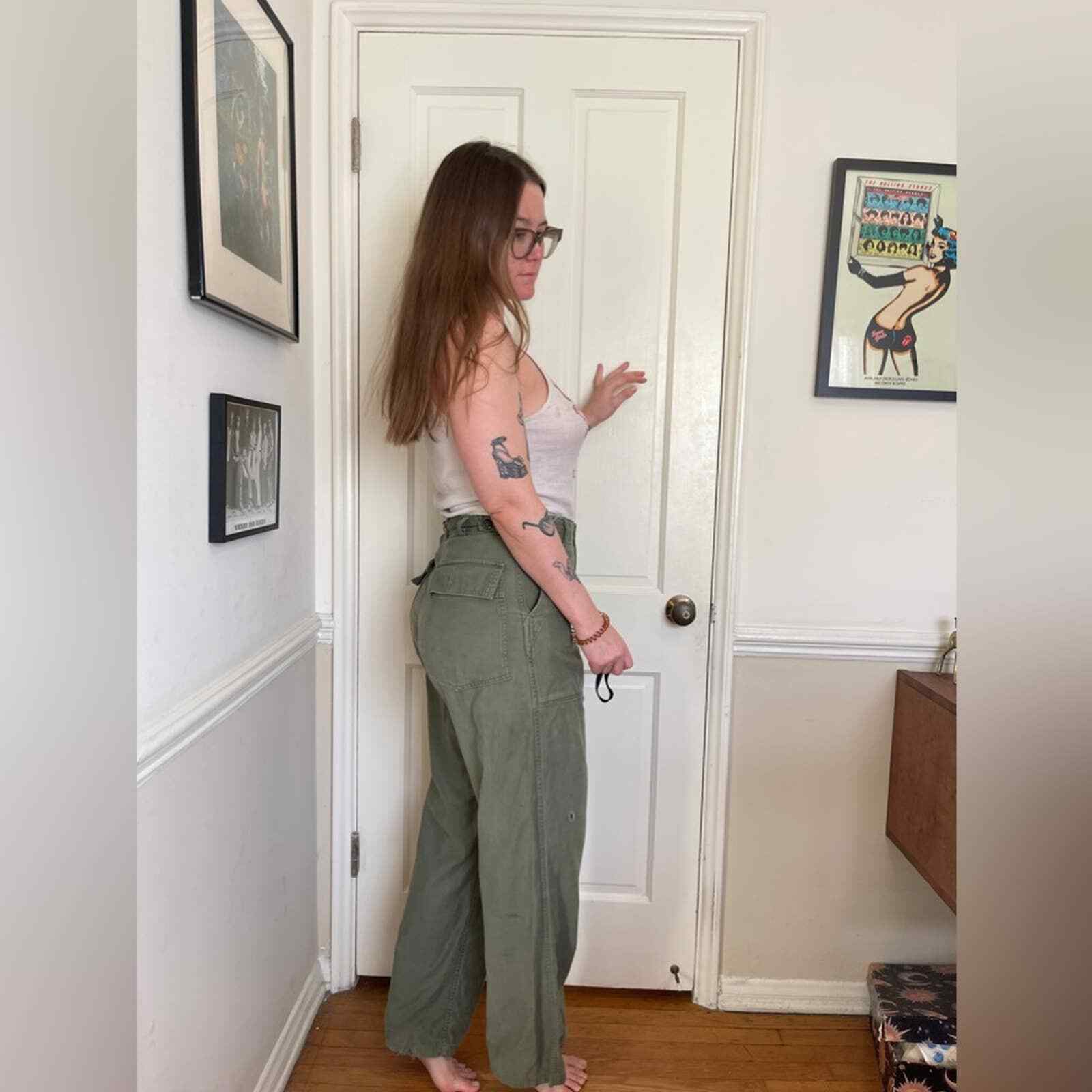 50s Vintage Korean Era Cotton Sateen Pants