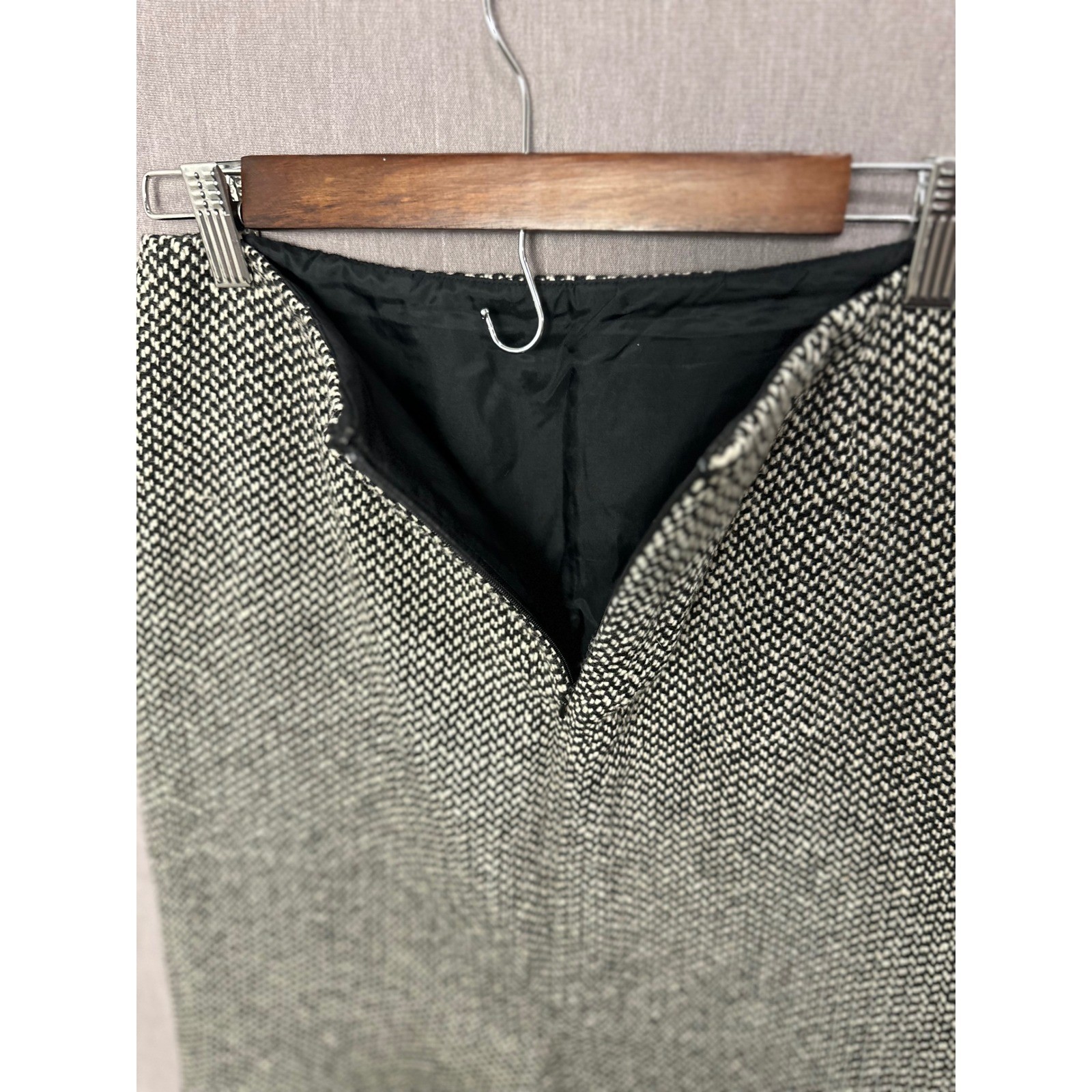 Brooks Brothers Mainline Collection Wool Pencil Skirt 6 Black White Vintage 90s