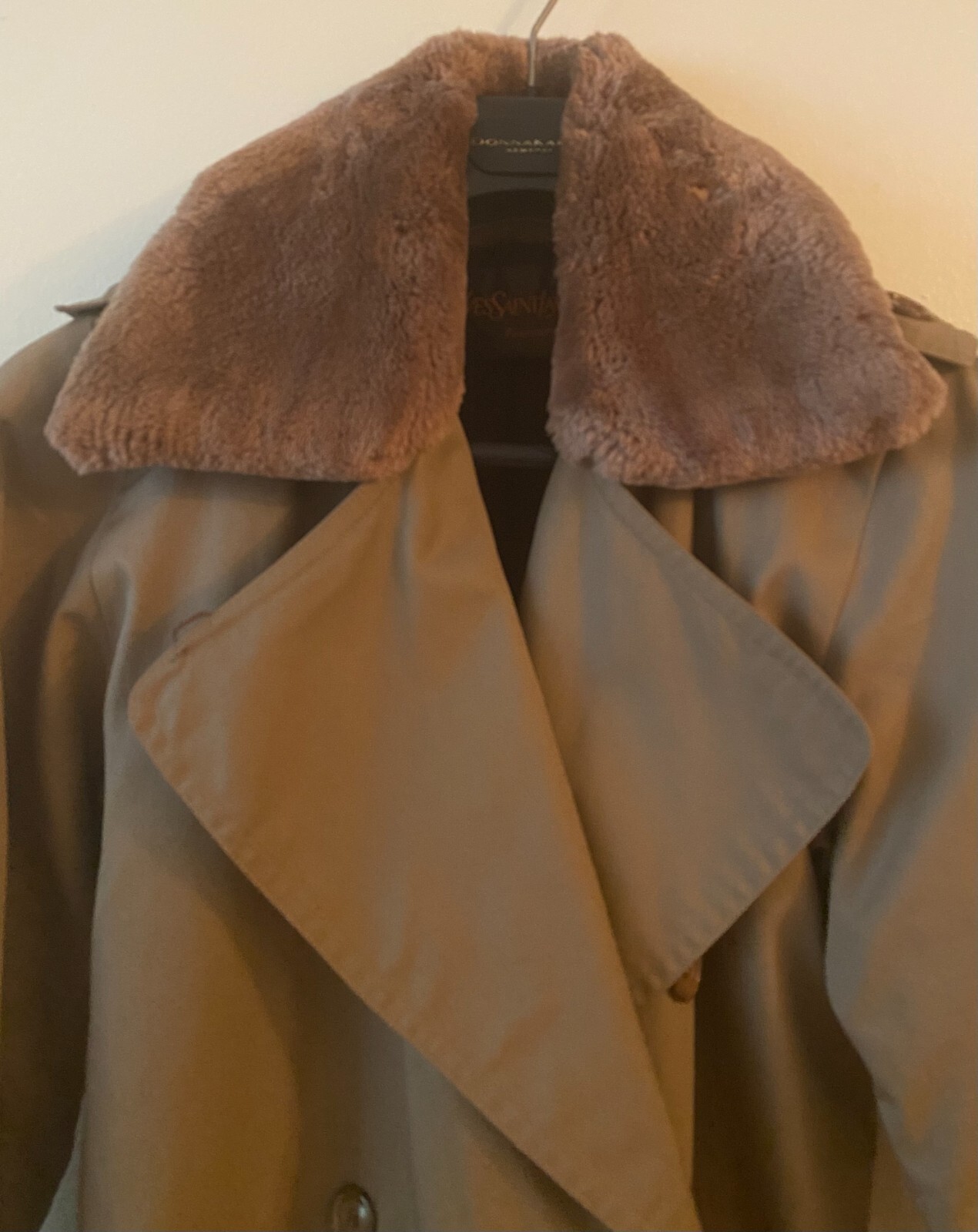 Yves Saint Laurent Collection Trench Coat with fur lining 1980s VTG