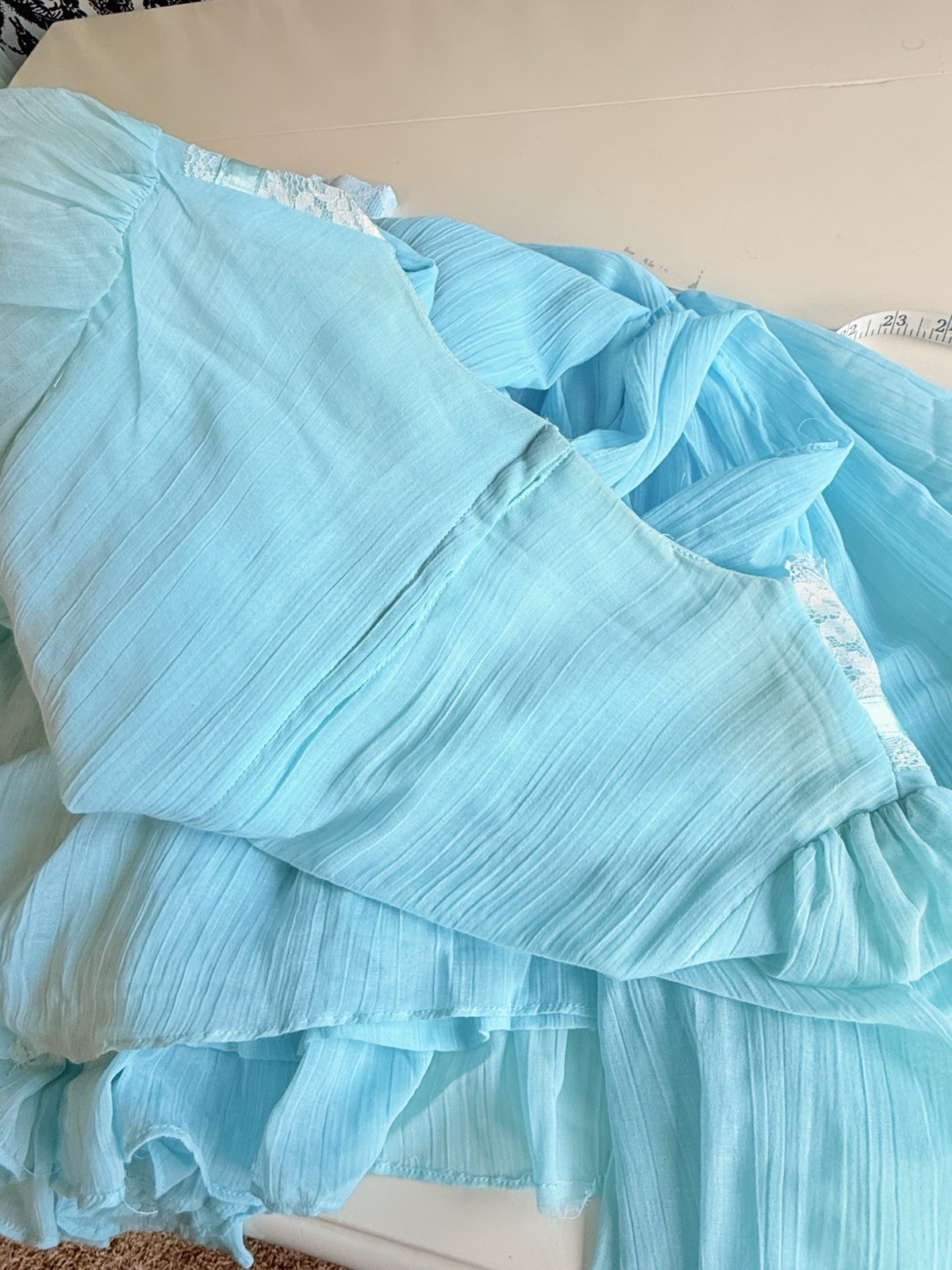 Vintage 1970s Robin’s Egg Blue Prairie Maxi Dress Small Cottagecore Gunne Style