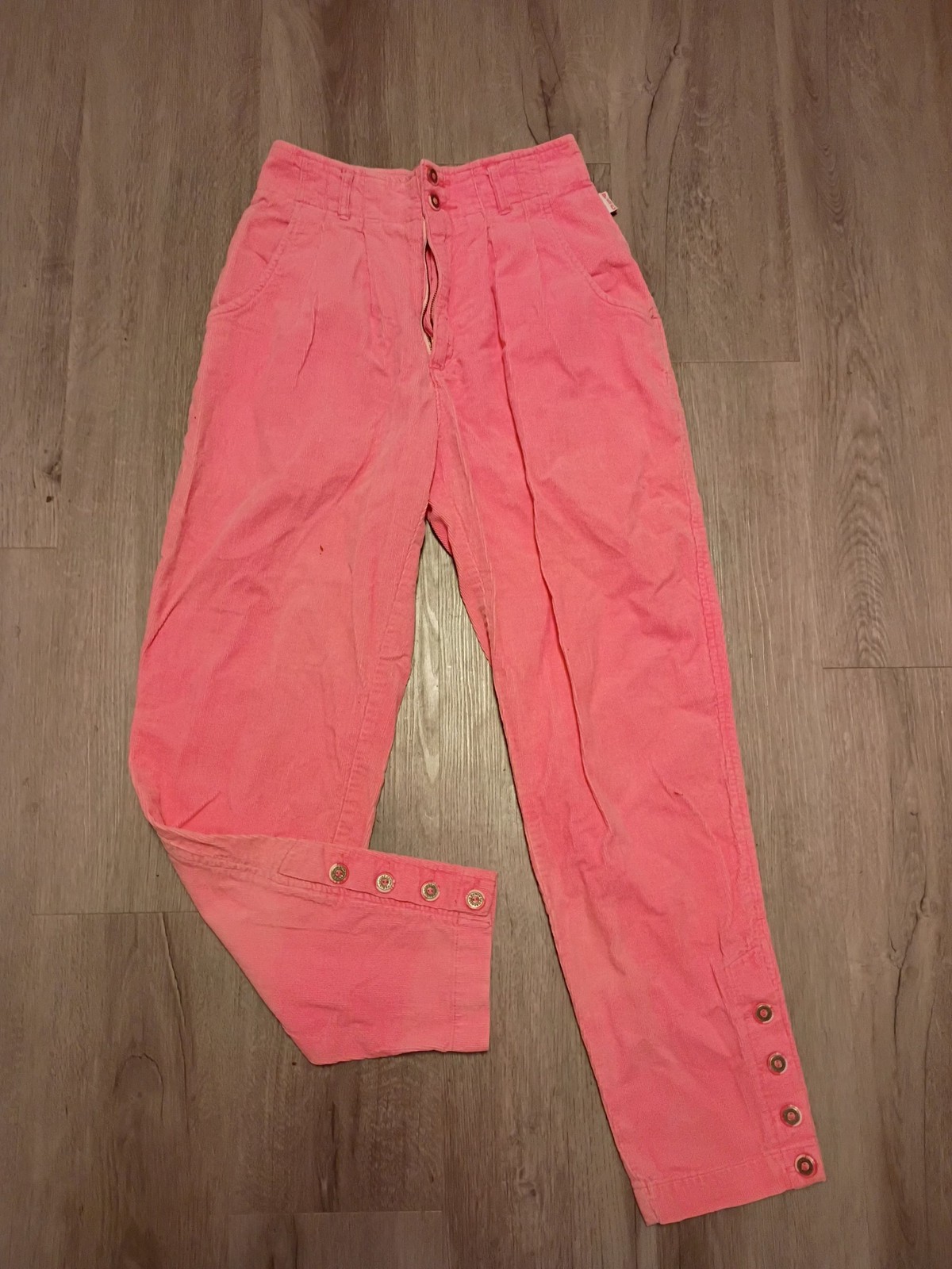 Paris Sport Club Pink Corduroy High Rise Tapered Pants Button Hem size 5