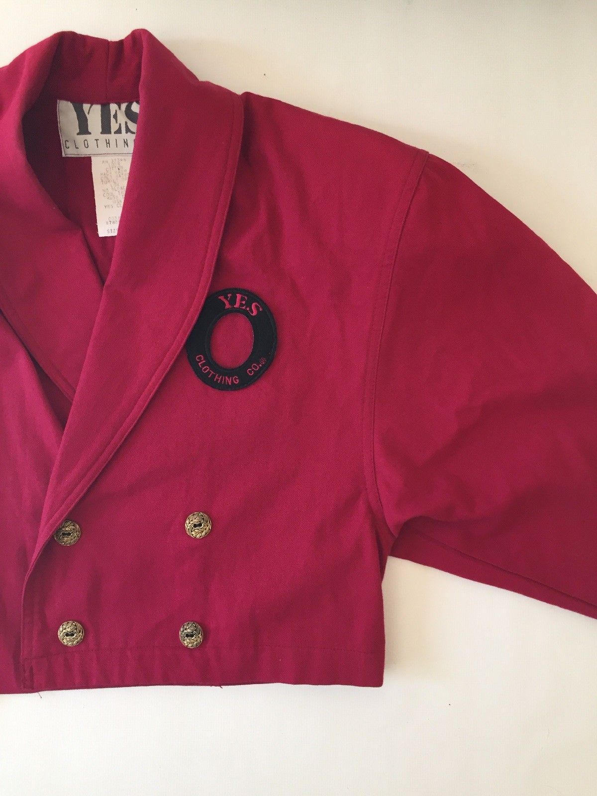 Vintage 80s YES CLOTHING Batwing Blazer Jacket Fuchsia Short S AMAZING