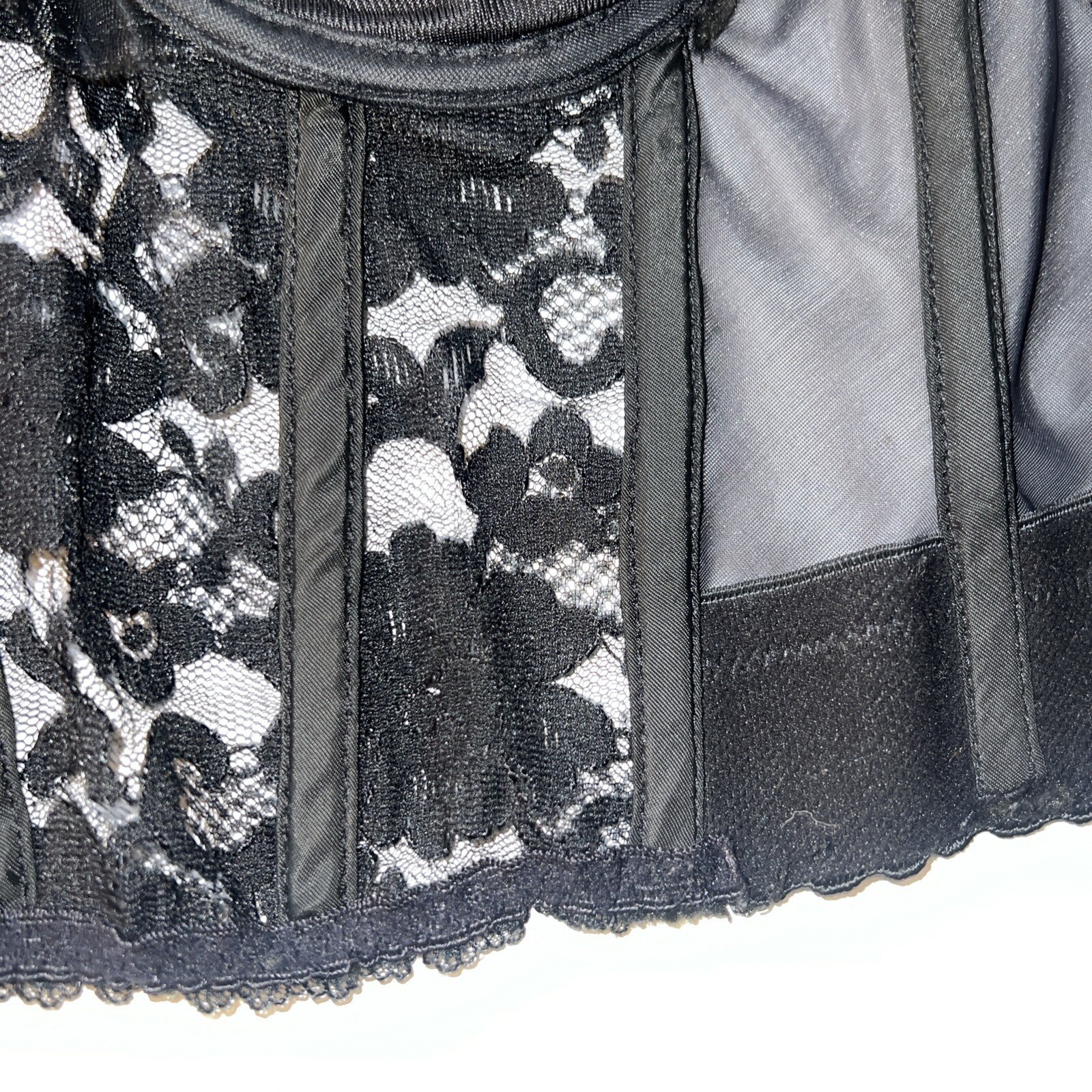 34B Victoria’s Secret Black Corset Bustier Strapless Lace Eye Loop Underwire