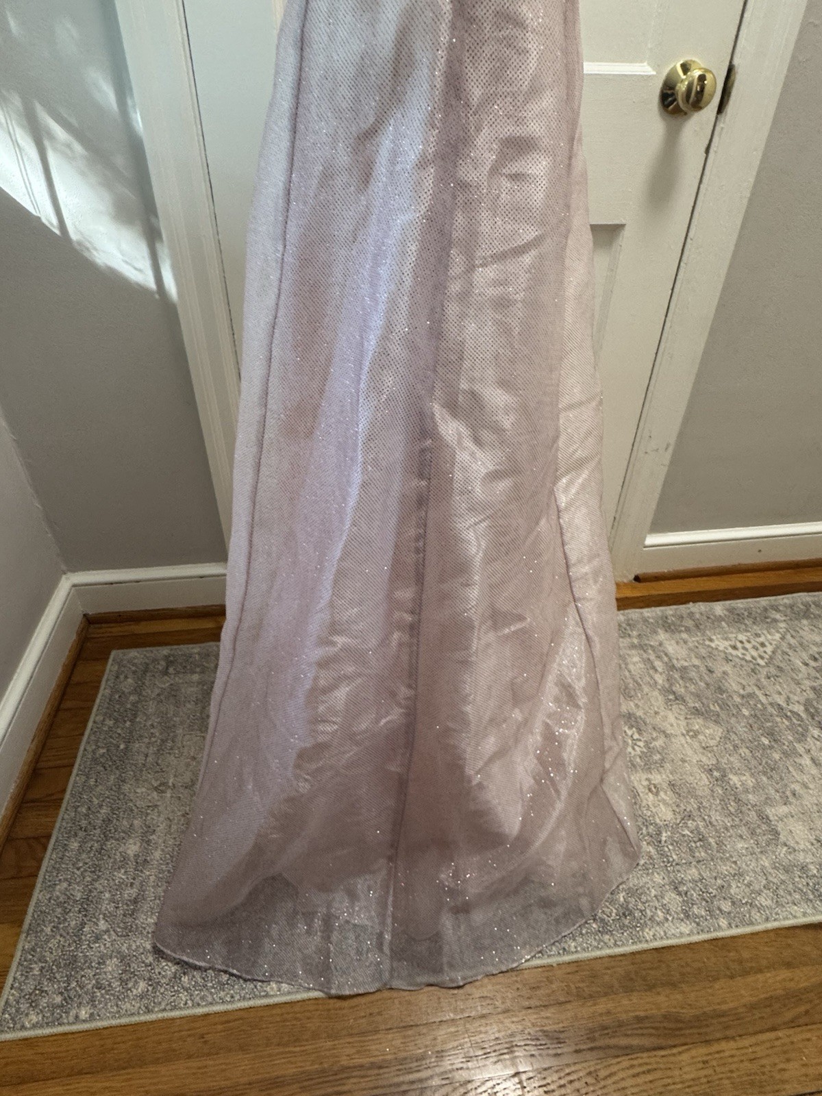 Vtg Roberta Pink Glitter Gown Y2K Strapless Shimmer Prom Dress Made in USA 5/6