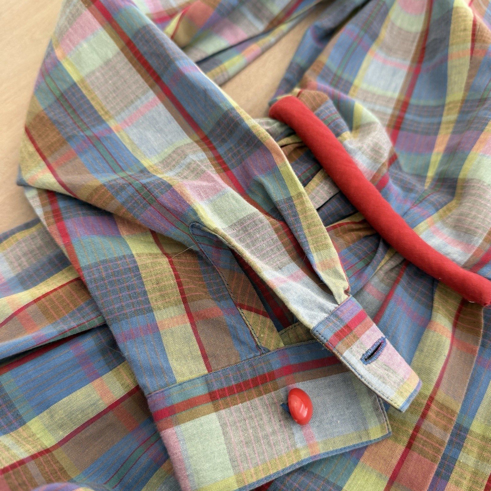 Vintage Katherine Conover Plaid Button Front Prairie Dress Long Sleeve Size 4