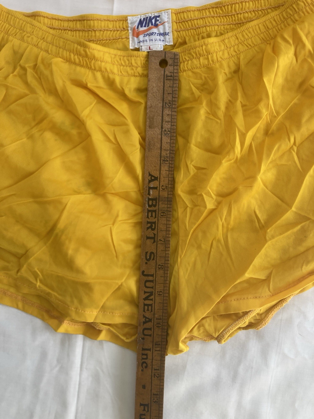 VTG 1970s 80s Nike Sports Wear Tank Top Shorts Set Womens Large Yellow USA Made
